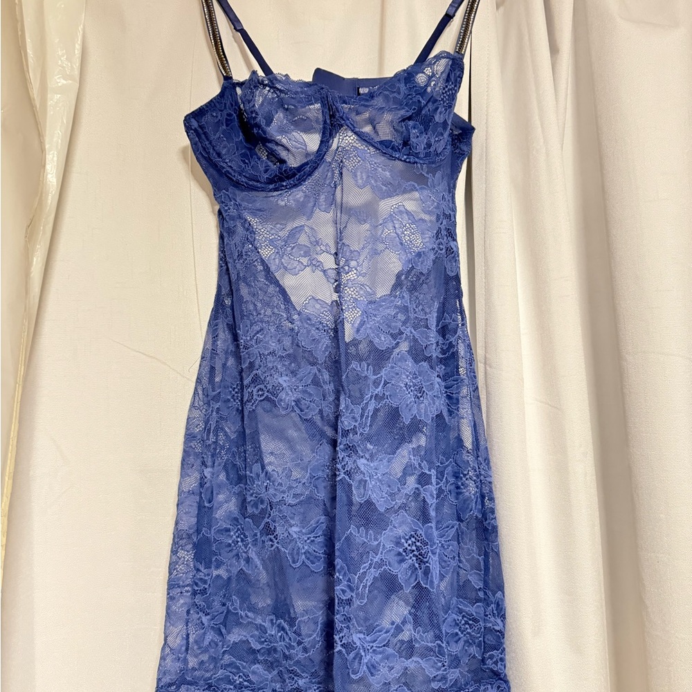 Victoria's Secret Royal Blue Lace Chemise